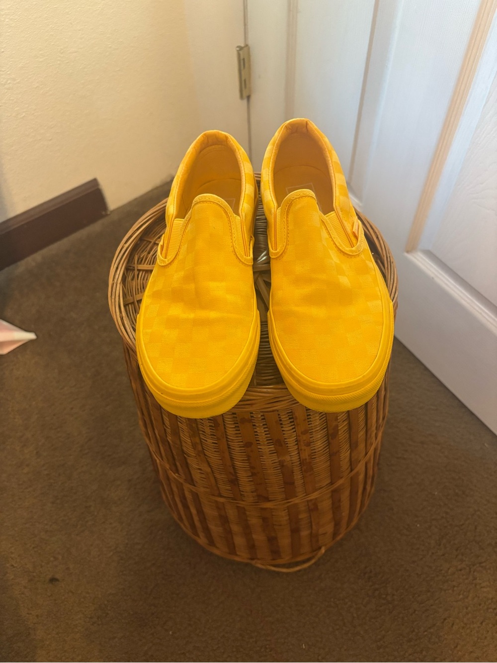 Vans Yellow Checkerboard Slip-On Shoes